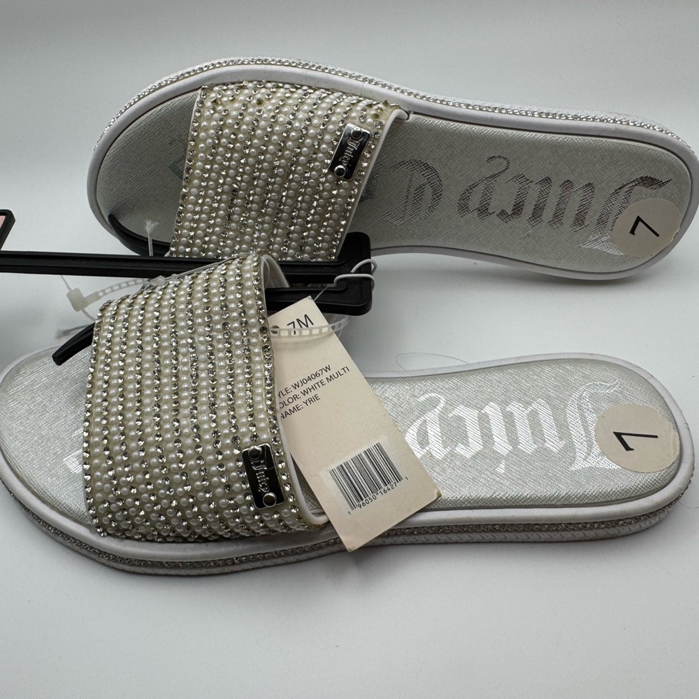 Juicy Couture Pearl Embellished Sandals - White